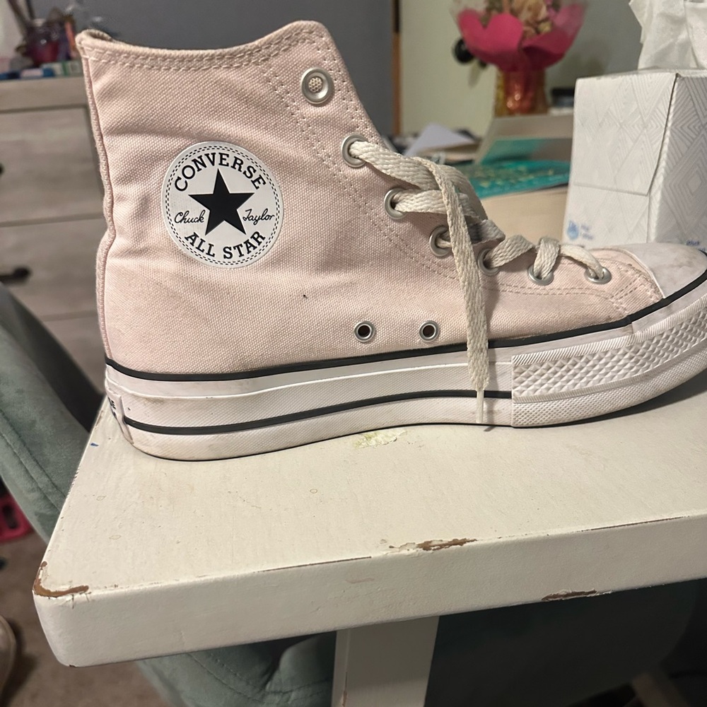 Converse High Top Sneakers in Light Pink and White - Picture 3 of 5